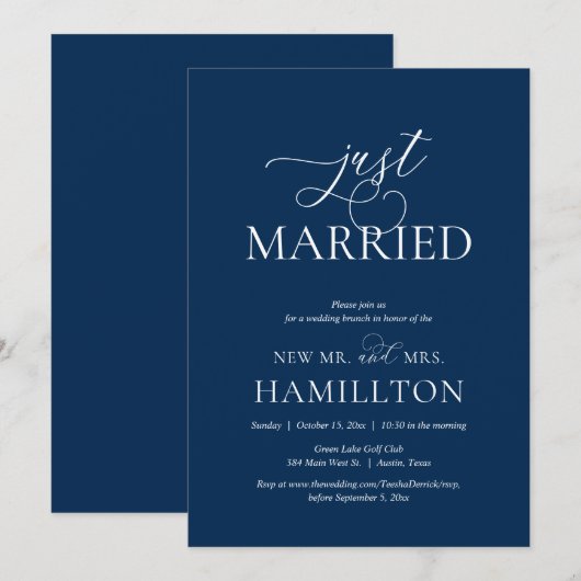 Gewoon getrouwd, na bruiloft Brunch Elopement Kaart (Voorkant / Achterkant)