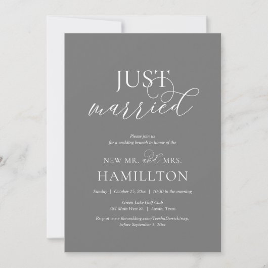 Gewoon getrouwd, na bruiloft Brunch Elopement Kaart (Voorkant)