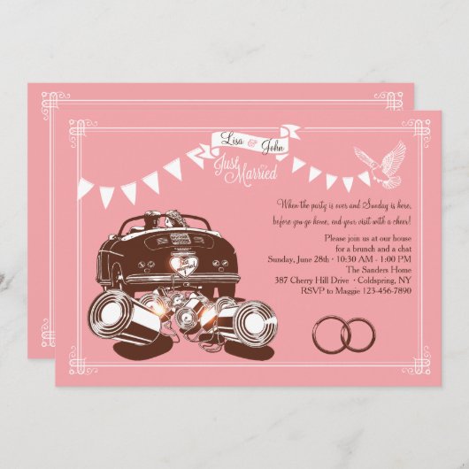 Gewoon getrouwd na bruiloft brunch uitnodigingen (Voorkant / Achterkant)