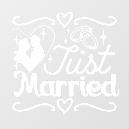 Gewoon getrouwd paar hart trouwringen raamsticker (Vel)
