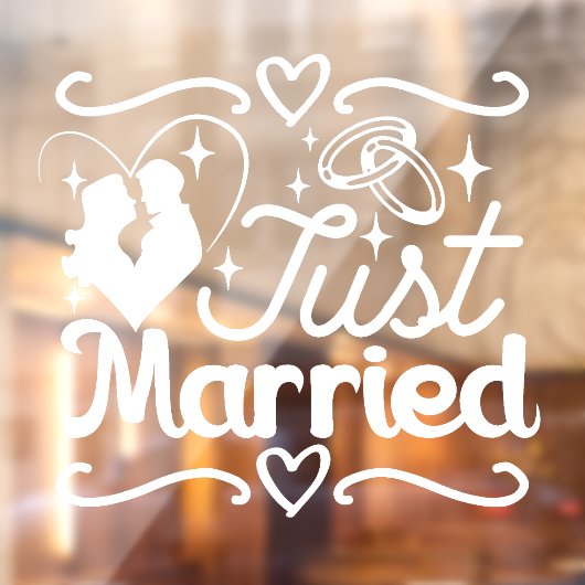 Gewoon getrouwd paar hart trouwringen raamsticker (Vel 2)