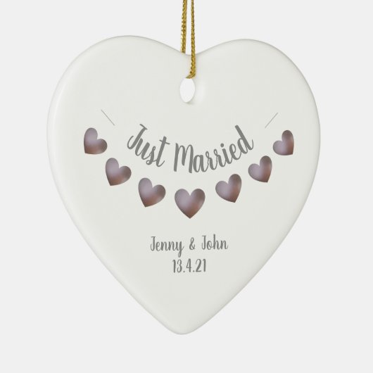 Gewoon getrouwd paars en parelbruin ornament (Rechts)