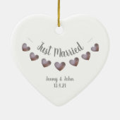 Gewoon getrouwd paars en parelbruin ornament (Achterkant)