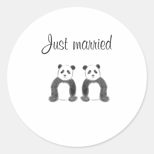Gewoon getrouwd panda ronde sticker (Voorkant)
