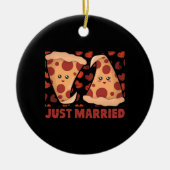 Gewoon getrouwd Pizza Slice Keramisch Ornament (Voorkant)