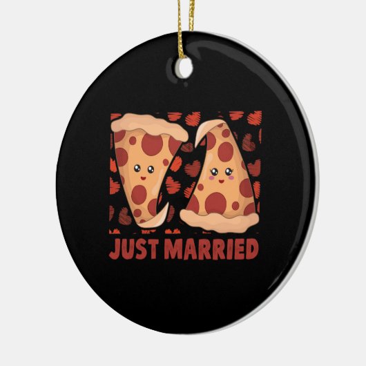 Gewoon getrouwd Pizza Slice Keramisch Ornament (Links)