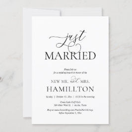 Gewoon getrouwd, postbruiloft Brunch Elopement Inv Kaart