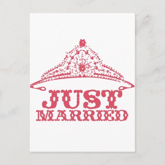 Gewoon getrouwd prinses Bride Tiara Weddings Aankondigingskaart (Voorkant)