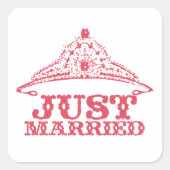 Gewoon getrouwd prinses Bride Tiara Weddings Vierkante Sticker (Voorkant)