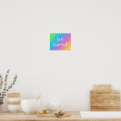 Gewoon getrouwd. Rainbow Wedding Car Sign Poster (Keuken)