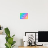 Gewoon getrouwd. Rainbow Wedding Car Sign Poster (Thuiskantoor)