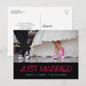 Gewoon getrouwd Retro 80s neonlantaarns bruiloft Briefkaart (Voorkant / Achterkant)