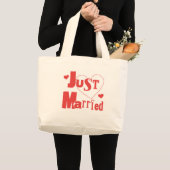 Gewoon getrouwd rood hart grote tote bag (Voorkant (product))