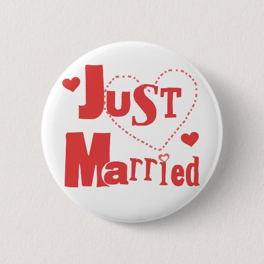 Gewoon getrouwd rood hart ronde button 5,7 cm (Voorkant)