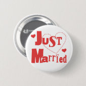 Gewoon getrouwd rood hart ronde button 5,7 cm (Voorkant /achterkant)