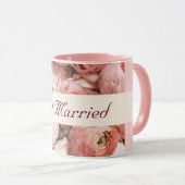 Gewoon getrouwd, roze rozen, liefde is in de lucht mok (Voorkant rechts)