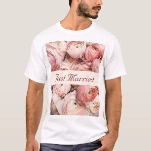 Gewoon getrouwd, roze rozen, liefde is in de lucht t-shirt