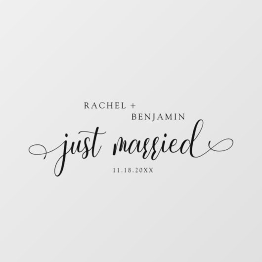 Gewoon getrouwd script Traditioneel Eenvoudig Zwar Raamsticker (Vel)