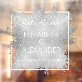 Gewoon getrouwd. Silver Faux-Folie Raamsticker