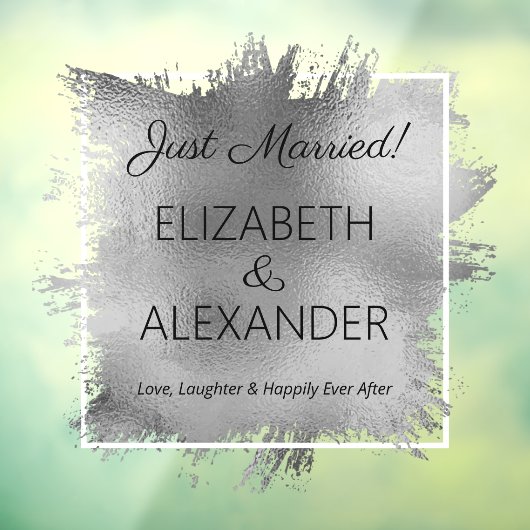 Gewoon getrouwd. Silver Faux-Folie Raamsticker (Vel 3)