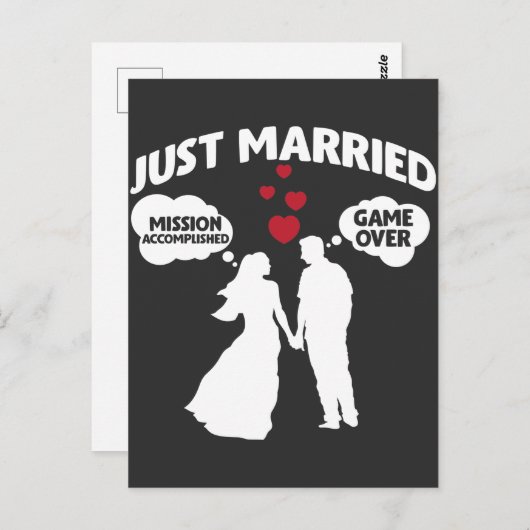 Gewoon getrouwd spel over man en vrouw en vrouw Sa Briefkaart (Voorkant / Achterkant)