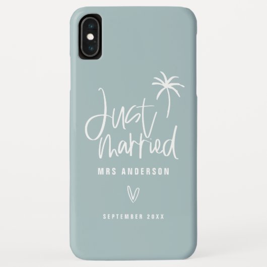 Gewoon getrouwd strand met palmbomen bruiloft Case-Mate iPhone case (Achterkant)