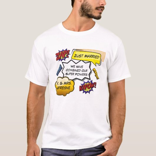 Gewoon getrouwd superheld Parody T-shirt (Voorkant)