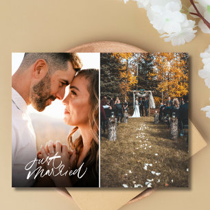 Gewoon getrouwd twee foto bruiloft dank u briefkaart