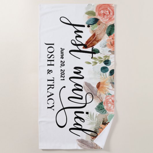 Gewoon getrouwd, vrijgezellenfeest cadeau, verlovi strandlaken (Voorkant)