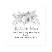 Gewoon getrouwd zonnebloem Modern adres Rubber Sta Rubberstempel (Afrduk)