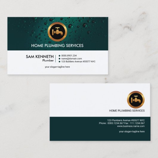 Gewoon gewoon stopcontact voor riolering en druppe visitekaartje (Voorkant / Achterkant)