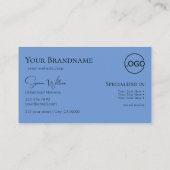 Gewoon gewoon zwart blauw met monogram en Logo Visitekaartje (Achterkant)