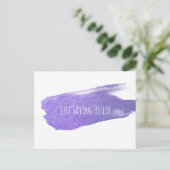 Gewoon Gezegde Hallo met Paarse verfpenseelstreek Briefkaart (Staand voorkant)