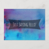 Gewoon Gezegde Hallo Paars Blauwe Roze Waterverf W Briefkaart (Voorkant)
