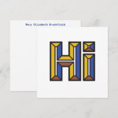 Gewoon Gezegde Hi Flat Note Kaart in blauw en goud Notitiekaartje (Voorkant / Achterkant)