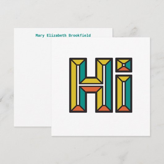 Gewoon Gezegde Hi Flat Note Kaart in goud, groen, Notitiekaartje (Voorkant / Achterkant)