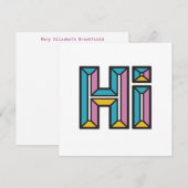 Gewoon Gezegde Hi Flat Note Kaart in roze, blauw, Notitiekaartje (Voorkant / Achterkant)