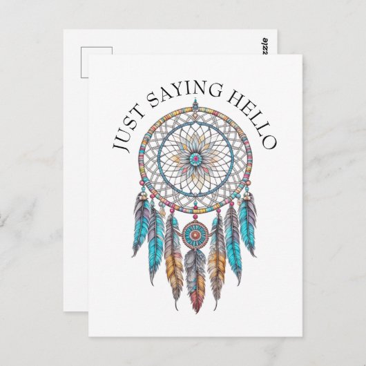 Gewoon Gezegden | Blue Dreamcatchers mystiek Briefkaart (Voorkant / Achterkant)