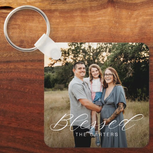 Gewoon gezegend gepersonaliseerde foto Sleutelhang Sleutelhanger (Voorkant)