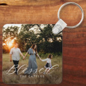 Gewoon gezegend gepersonaliseerde foto Sleutelhang Sleutelhanger (Achterkant)