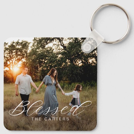 Gewoon gezegend gepersonaliseerde foto Sleutelhang Sleutelhanger (Achterkant)
