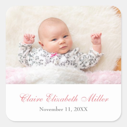 Gewoon Gezegende Naam Foto Datum - Vierkante Stick Vierkante Sticker (Voorkant)