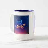 Gewoon glimlach tweekleurige koffiemok (Voorkant links)