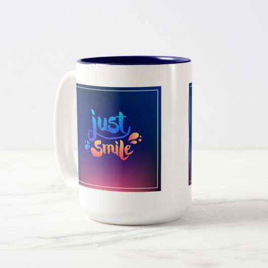 Gewoon glimlach tweekleurige koffiemok (Voorkant links)