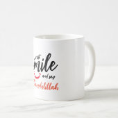 Gewoon glimlachen en alhamdulillah zeggen koffiemok (Voorkant rechts)