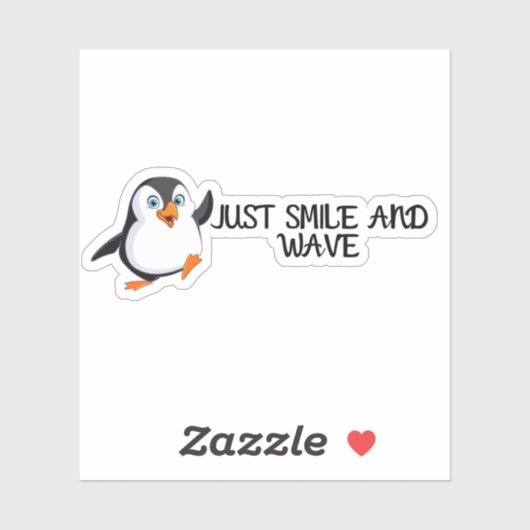 Gewoon glimlachen en Wave Penguin Sticker (Vel)