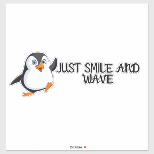 Gewoon glimlachen en Wave Penguin Sticker (Vel)