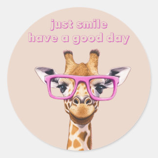 Gewoon glimlachen, heb een fijne dag Schattige Gir Ronde Sticker