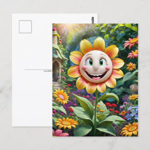 Gewoon glimlachen, lachend gezicht in de wolken, p briefkaart