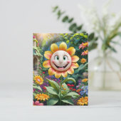 Gewoon glimlachen, lachend gezicht in de wolken, p briefkaart (Staand voorkant)